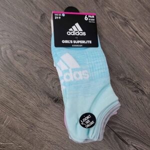 Girls Adidas 6pk Superlite No Show Socks - NEW
